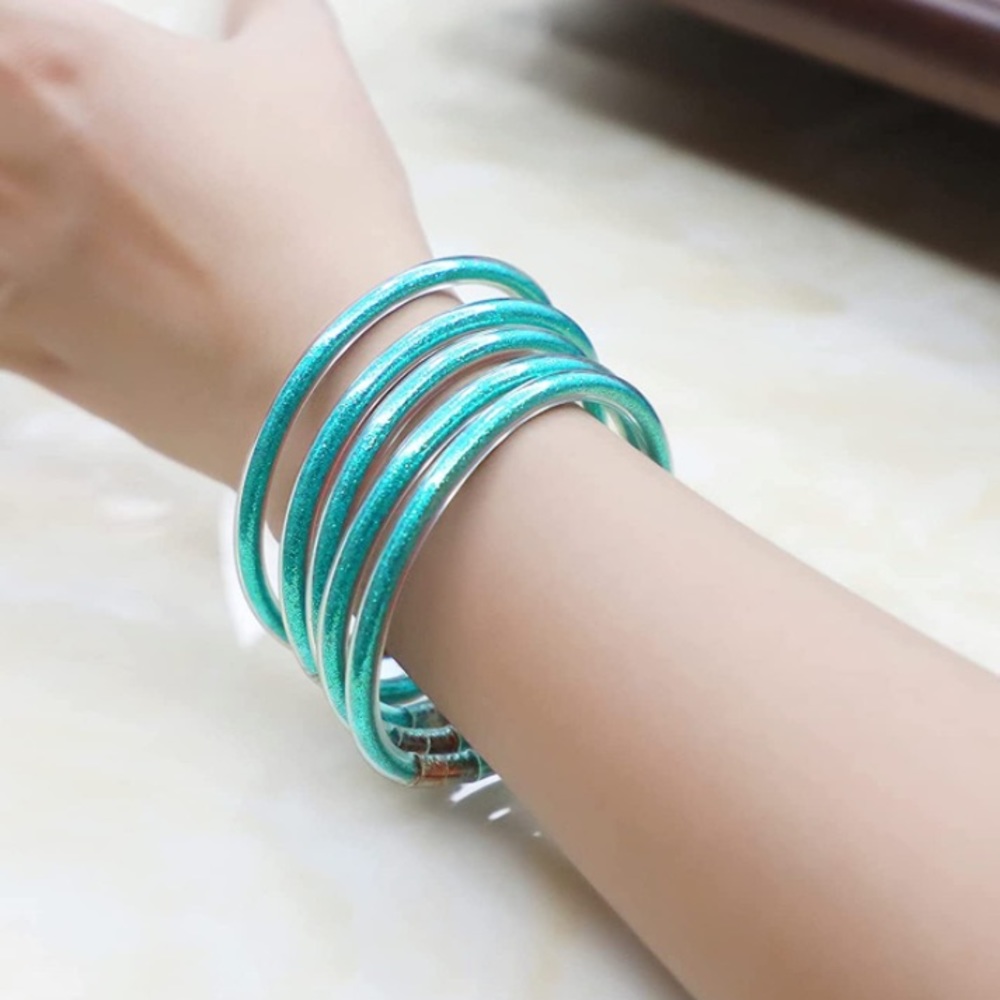 Sither Glitter Jelly Bangles Bracelets Set for Women’s. Set of 3 bangles